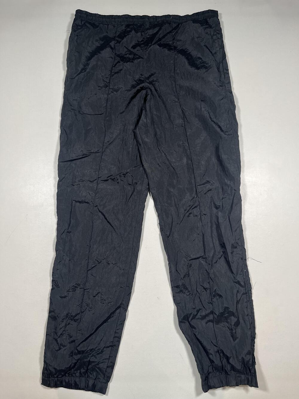 Vintage Tail Track Pants Mens Medium Black Nylon Lined Elastic Waist Hong Kong